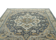 9x12 Blue, Gray, Beige Color Hand Knotted Oushak Wool  Oriental Rug