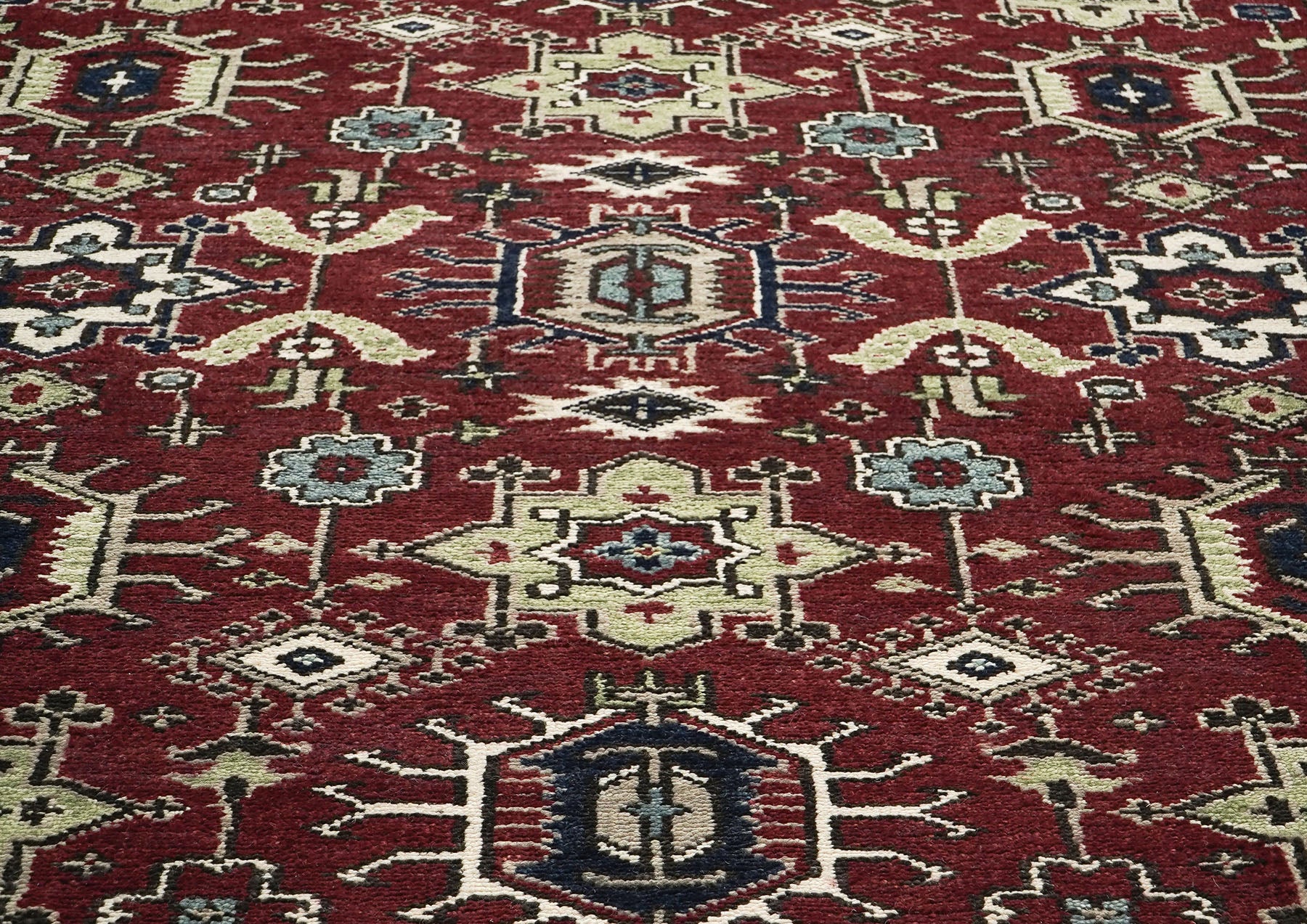 9x12 Rust, Navy, Beige Color Hand Knotted Oushak Wool Transitional Oriental Rug