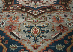 10x14 Gray, Rose, Green Color Hand Knotted Oushak Wool  Oriental Rug