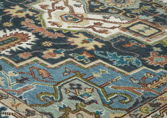 9x12 Blue, Ivory, Taupe Color Hand Knotted Oushak Wool  Oriental Rug