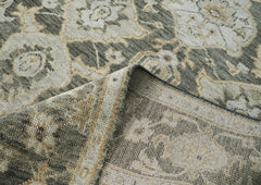 9x12 Gray, Ivory, Tan Color Hand Knotted Oushak Wool Transitional Oriental Rug