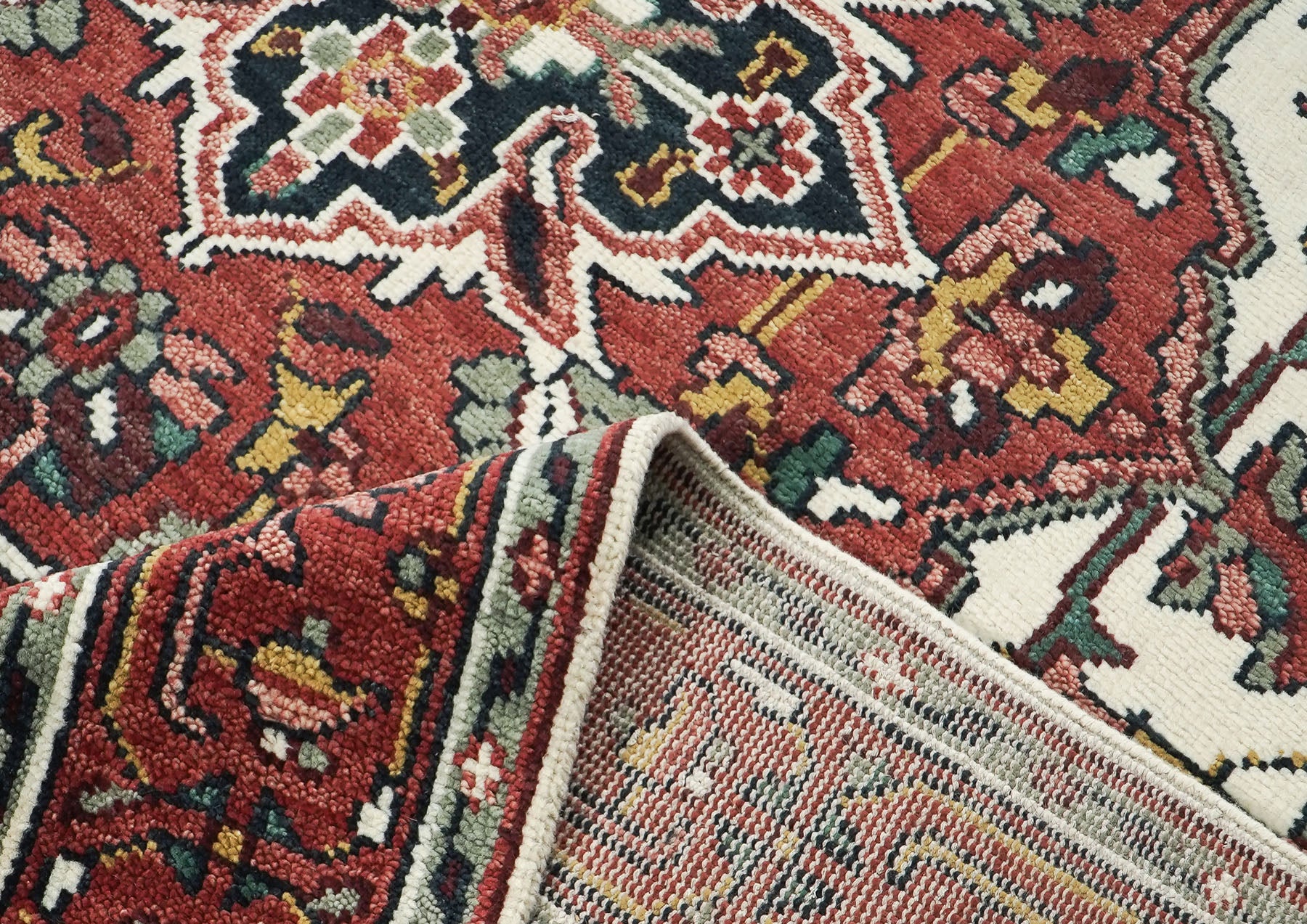 9x12 Ivory, Rose, Rust Color Hand Knotted Oushak Wool  Oriental Rug