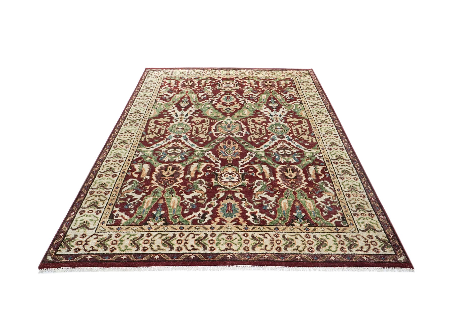 9x12 Rust, Lime, Ivory Color Hand Knotted Oushak Wool Transitional Oriental Rug