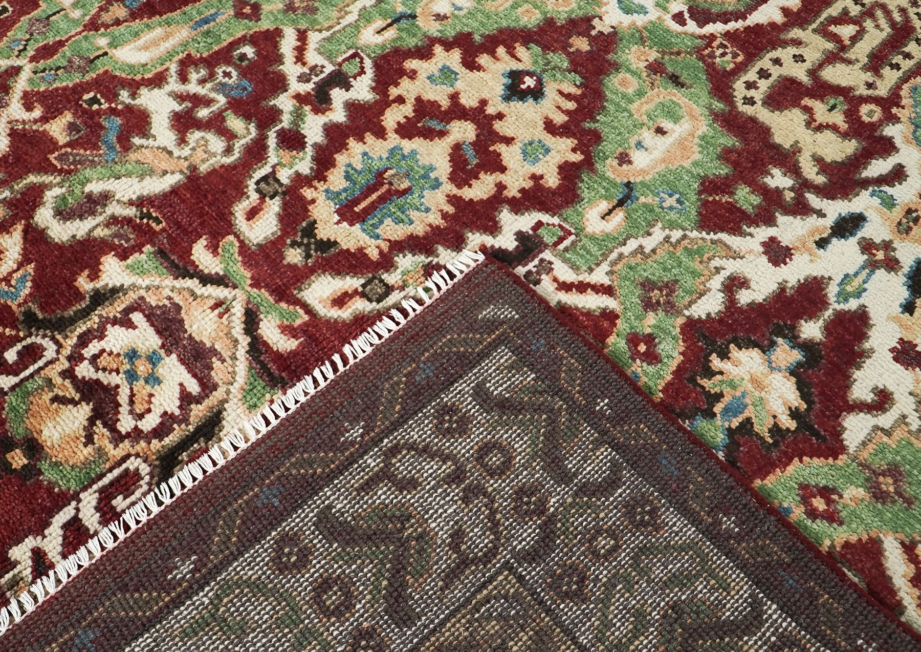 9x12 Rust, Lime, Ivory Color Hand Knotted Oushak Wool Transitional Oriental Rug