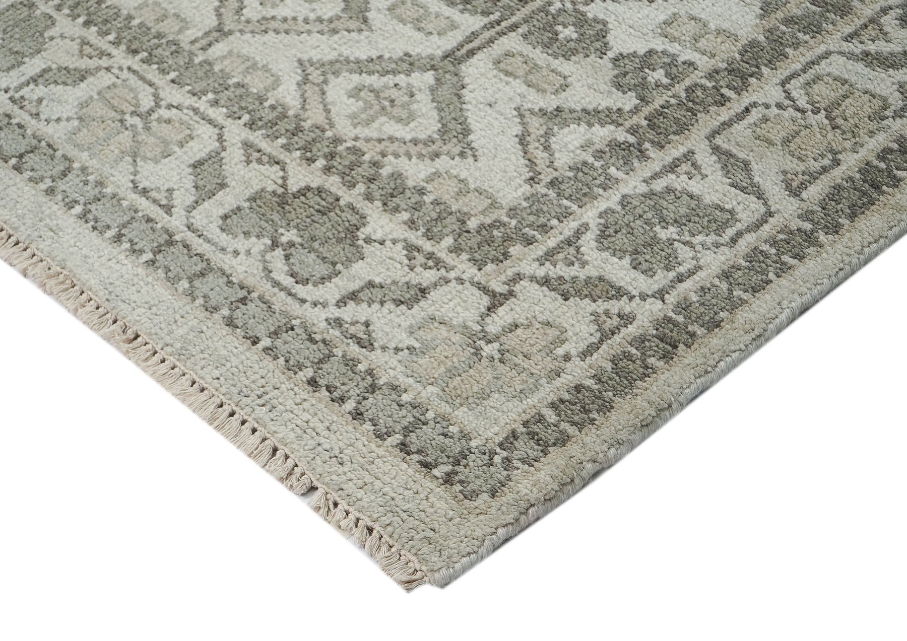 9x12 Gray, Beige, Multi Color Hand Knotted Oushak Wool Transitional Oriental Rug