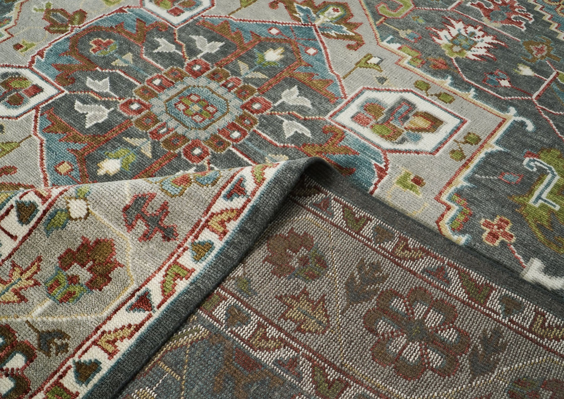 10x14 Gray, Ivory, Brown Color Hand Knotted Oushak Wool  Oriental Rug