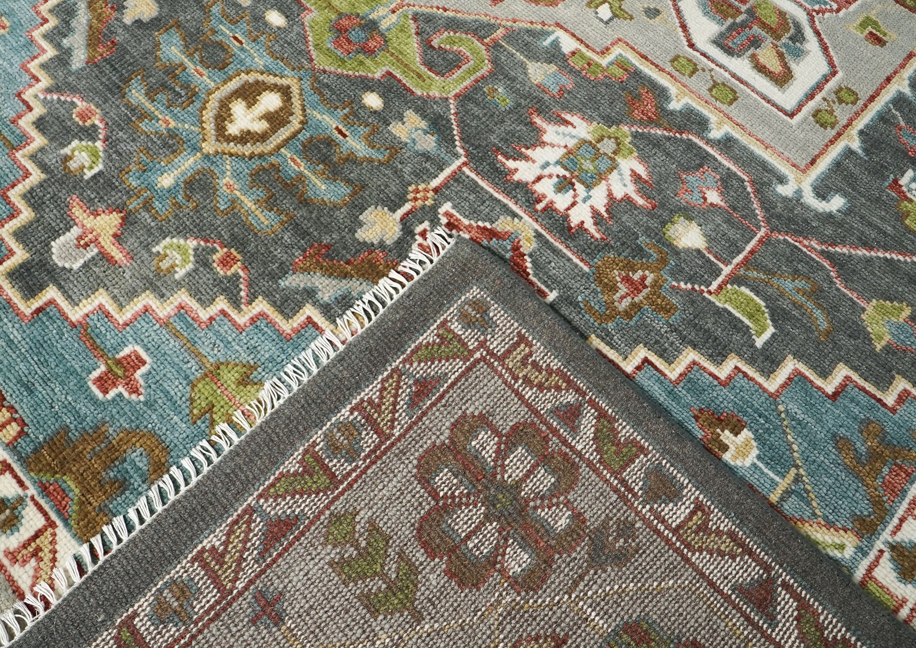 10x14 Gray, Ivory, Brown Color Hand Knotted Oushak Wool  Oriental Rug