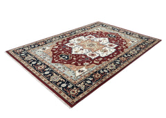 9x12 Rust, Ivory, Blue Color Hand Knotted Oushak Wool  Oriental Rug
