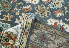 9x12 Blue, Ivory, Green Color Hand Knotted Oushak Wool Arts and Crafts Oriental Rug