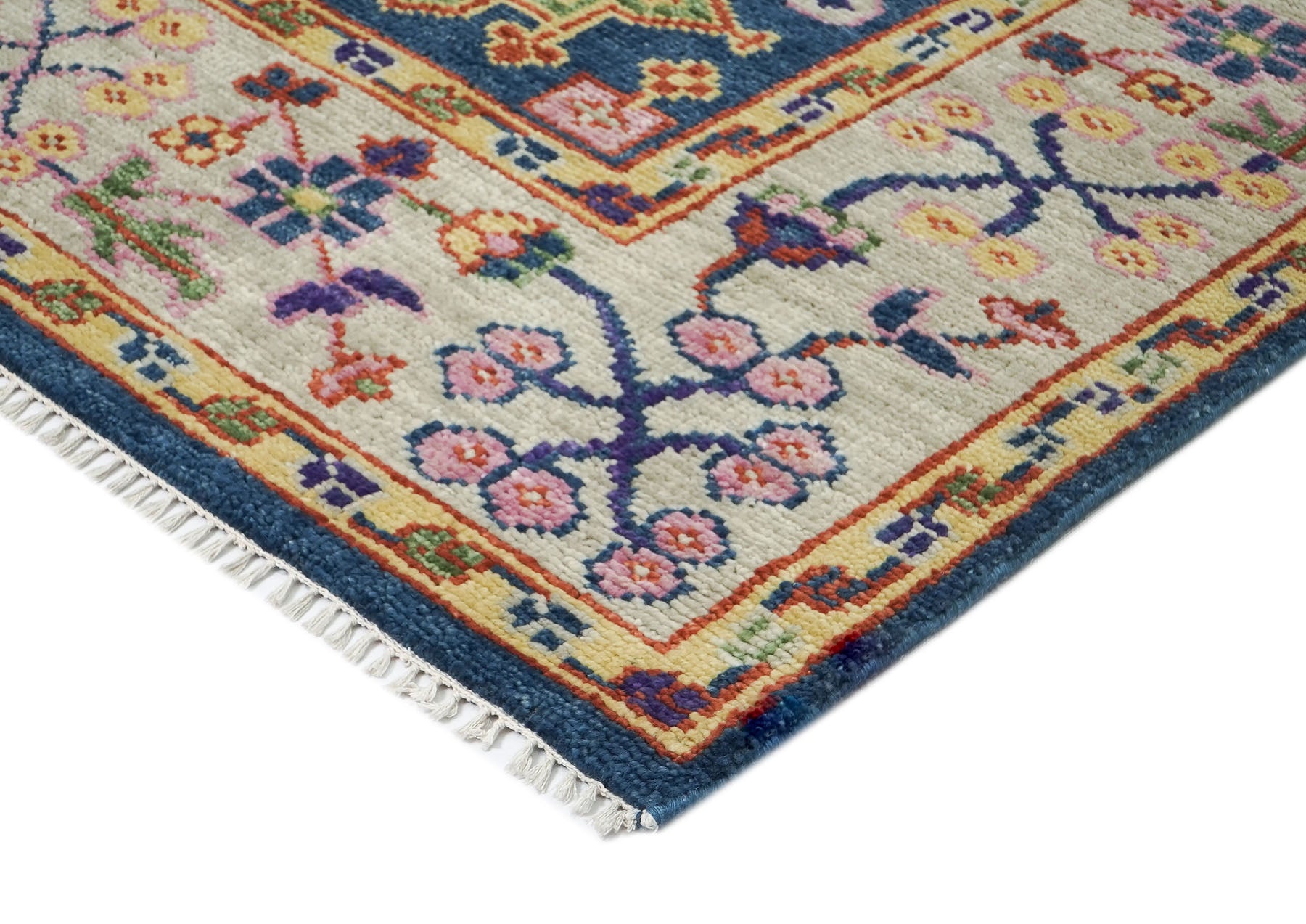 8x10 Navy, Gray, Biege Color Hand Knotted Oushak Wool Arts & Crafts Oriental Rug