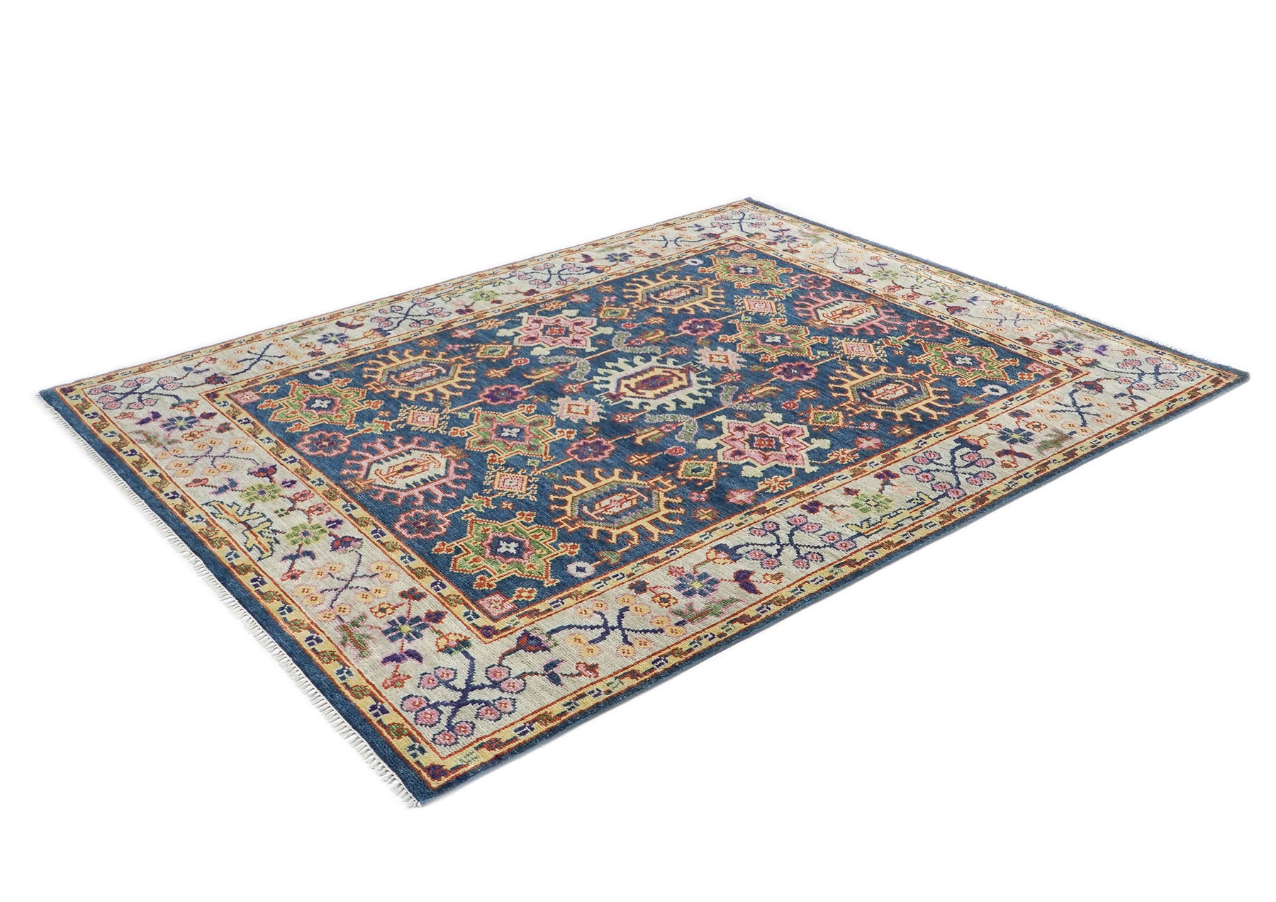 8x10 Navy, Gray, Biege Color Hand Knotted Oushak Wool Arts & Crafts Oriental Rug