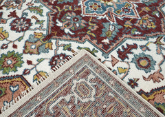 8x10 Ivory, Maroon, Blush Color Hand Knotted Oushak Wool Traditional Oriental Rug