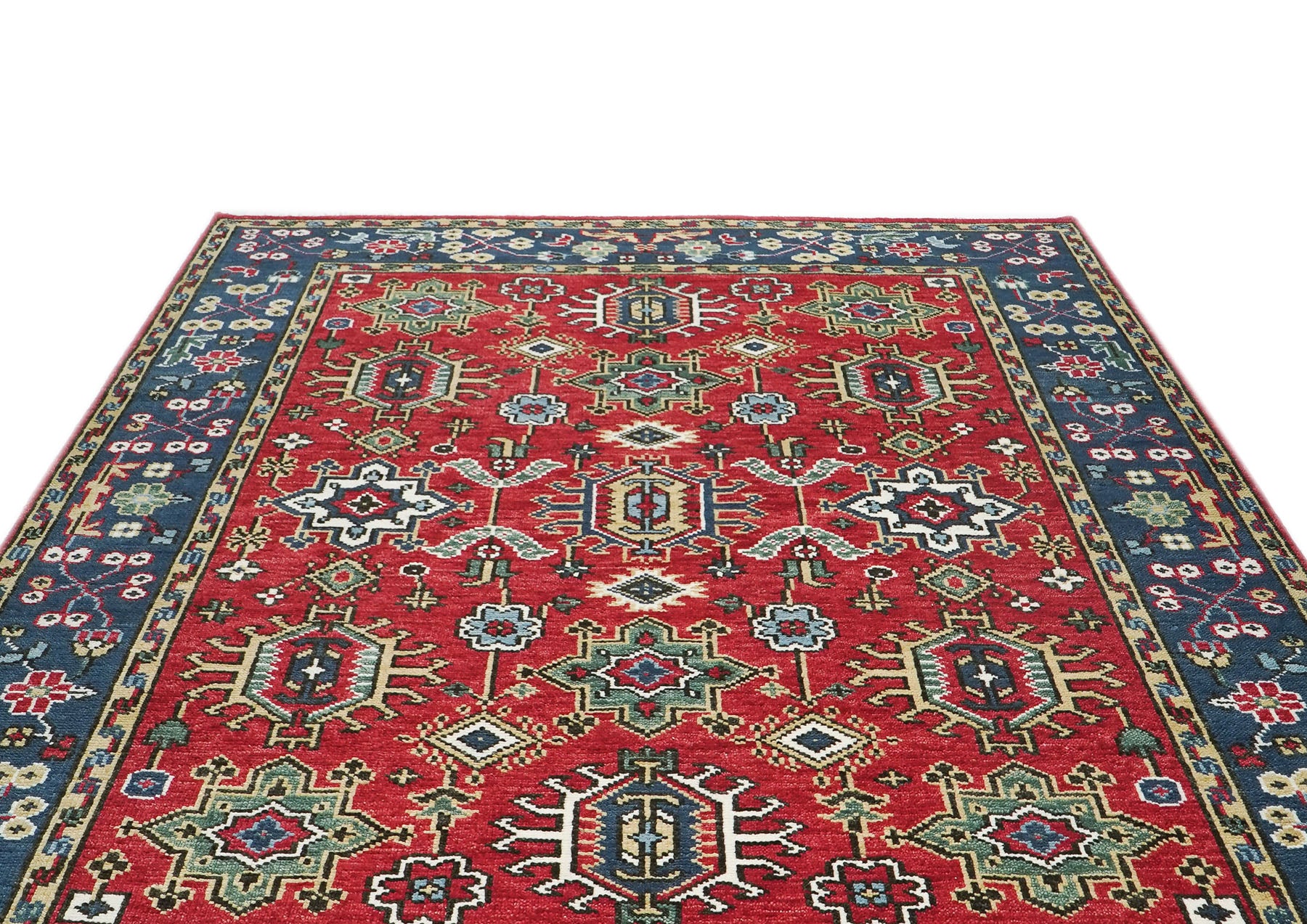 8x10 Red, Navy, Gold Color Hand Knotted Oushak Wool Arts & Crafts Oriental Rug