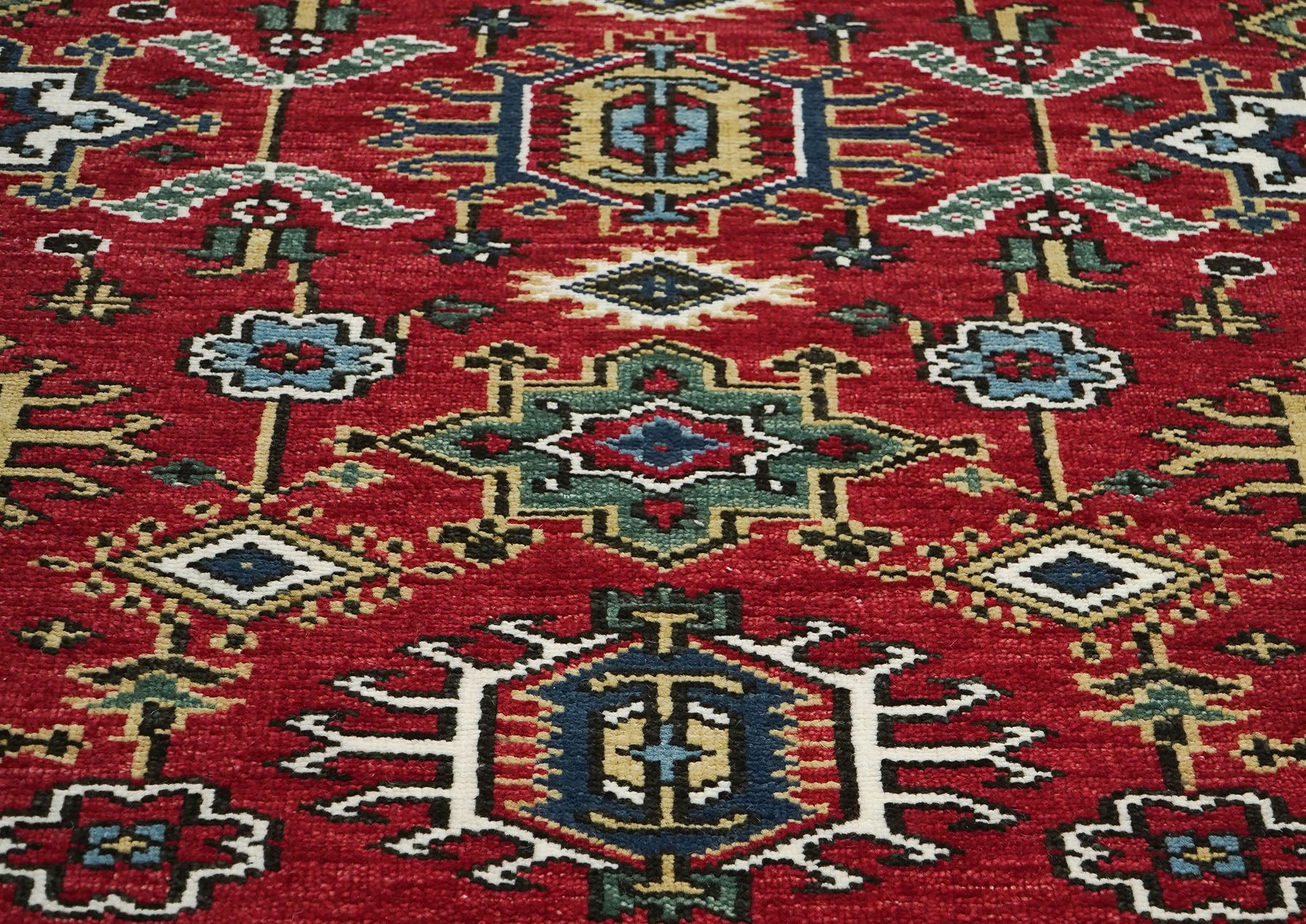 8x10 Red, Navy, Gold Color Hand Knotted Oushak Wool Arts & Crafts Oriental Rug
