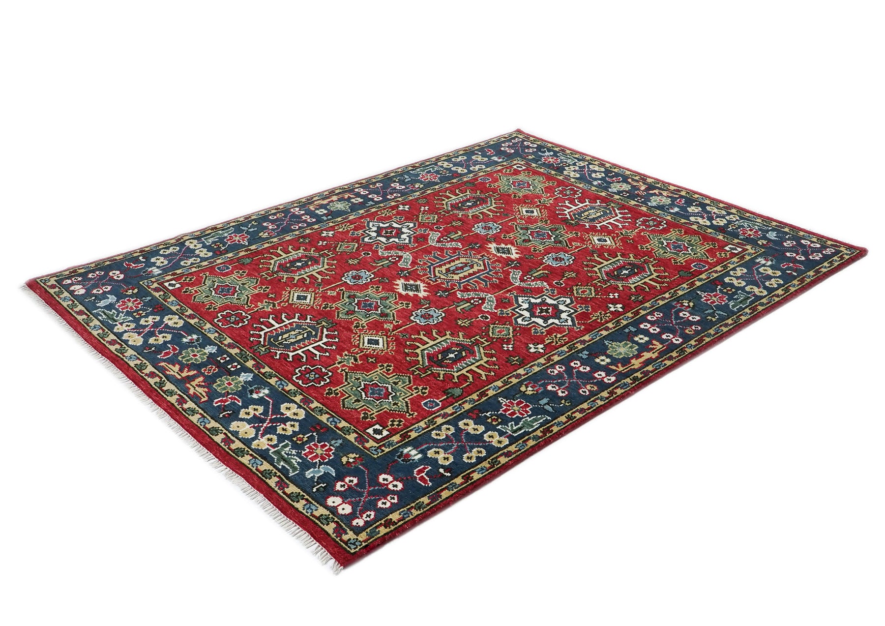 8x10 Red, Navy, Gold Color Hand Knotted Oushak Wool Arts & Crafts Oriental Rug