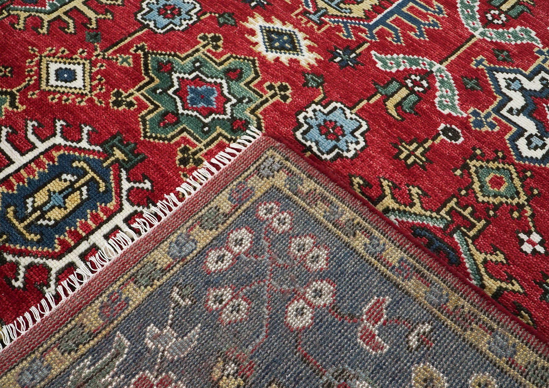 8x10 Red, Navy, Gold Color Hand Knotted Oushak Wool Arts & Crafts Oriental Rug