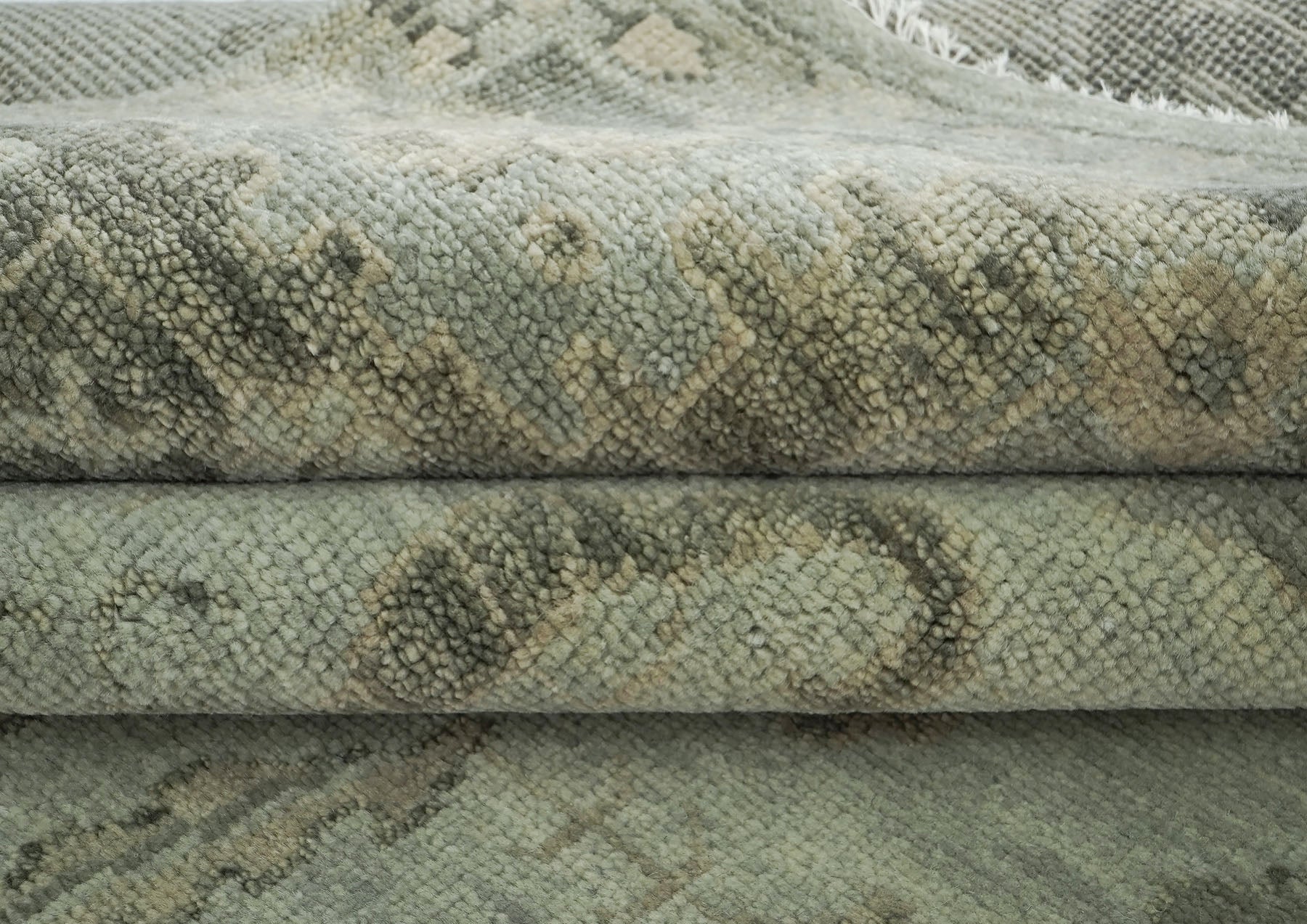 10x14 Gray, Moss, Multi Color Hand Knotted Oushak Wool Transitional Oriental Rug