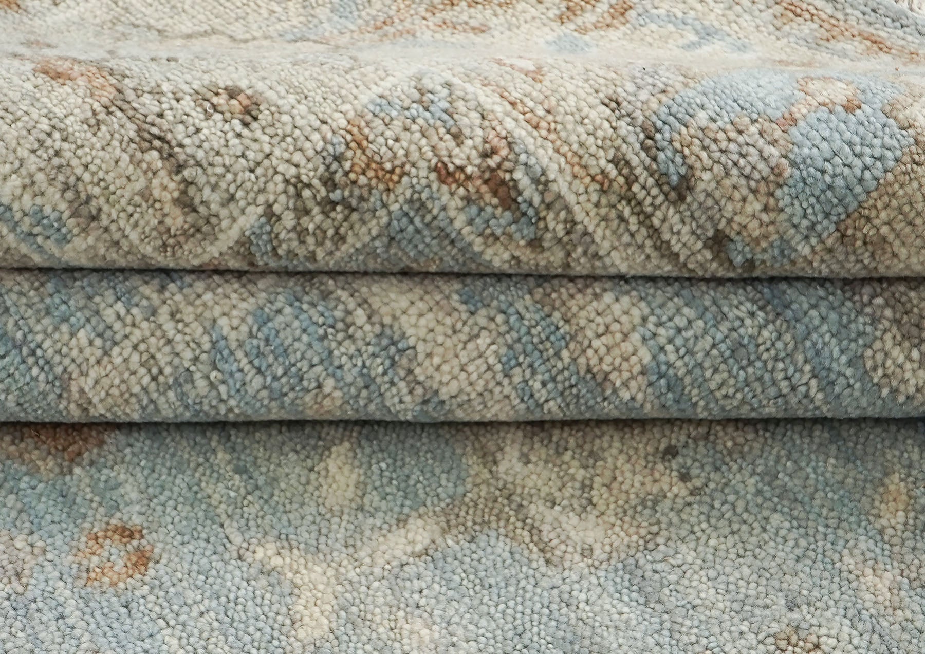 8x10 Blue, Beige, Taupe Color Hand Knotted Oushak Wool Transitional Oriental Rug