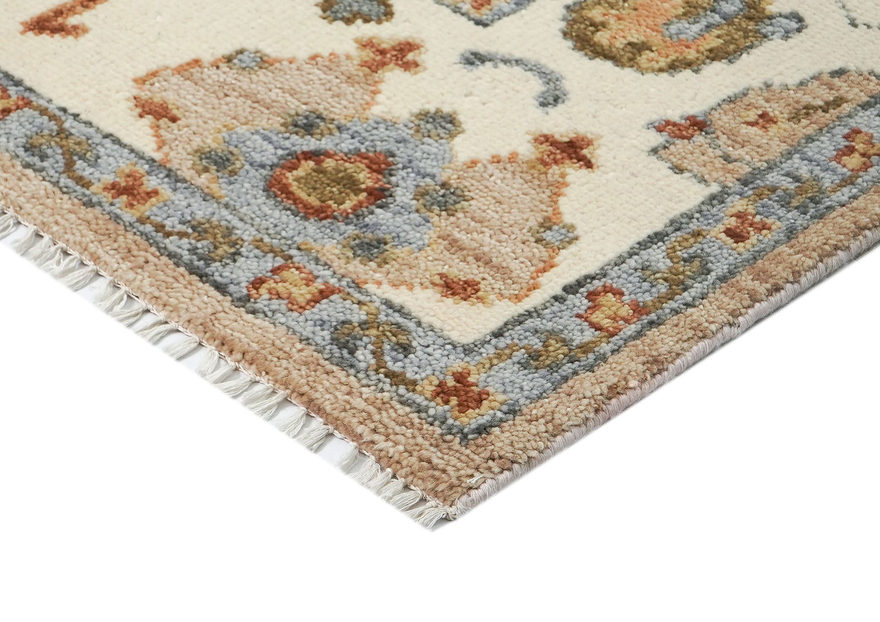 8x10 Mocha, Ivory, Gray Color Hand Knotted Oushak Wool Arts & Crafts Oriental Rug