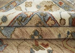 10x14 Tan, Ivory, Slate Color Hand Knotted Oushak Wool Arts and Crafts Oriental Rug
