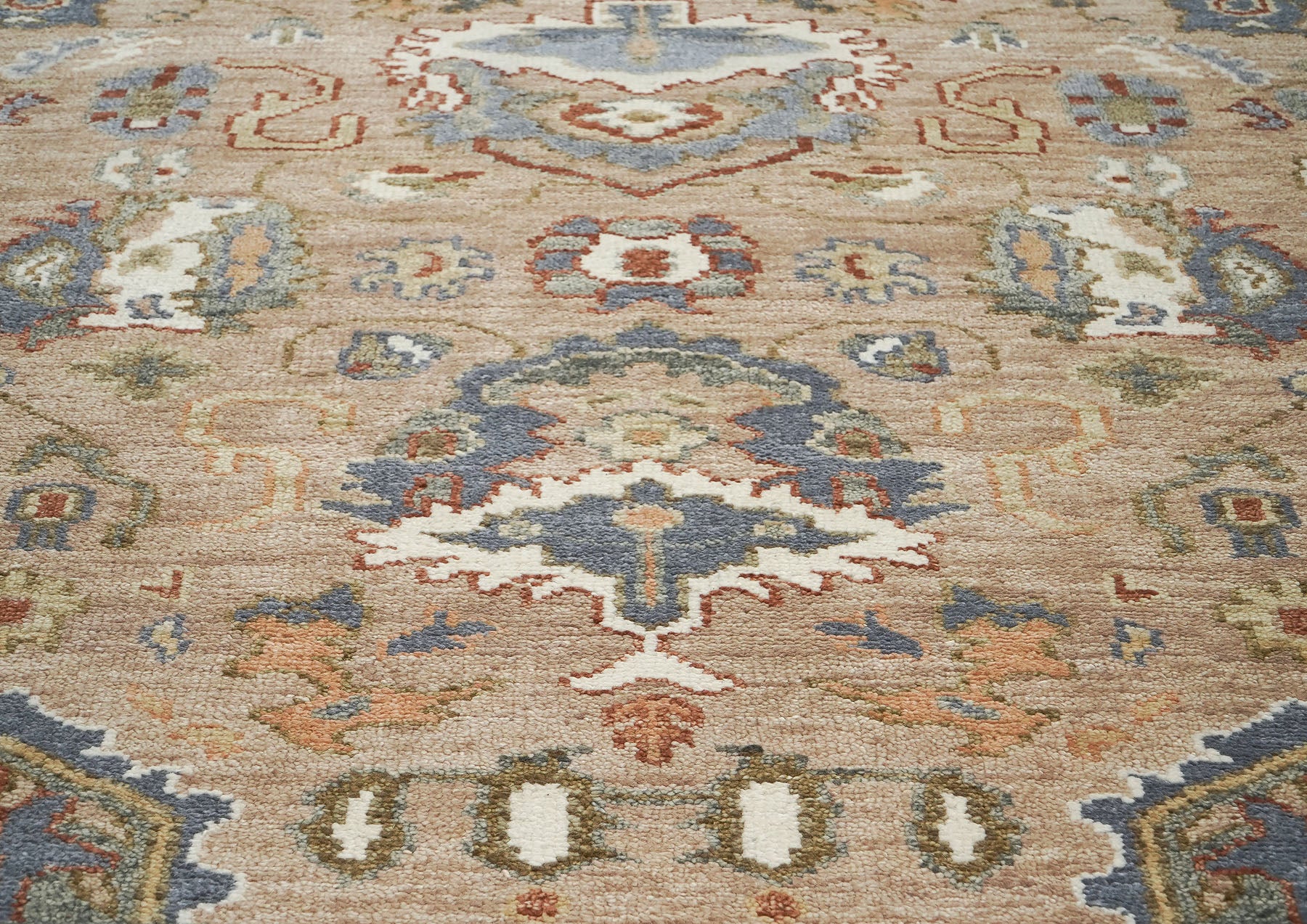 8x10 Mocha, Ivory, Slate Color Hand Knotted Oushak Wool Arts & Crafts Oriental Rug