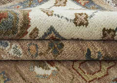 8x10 Mocha, Ivory, Slate Color Hand Knotted Oushak Wool Arts & Crafts Oriental Rug