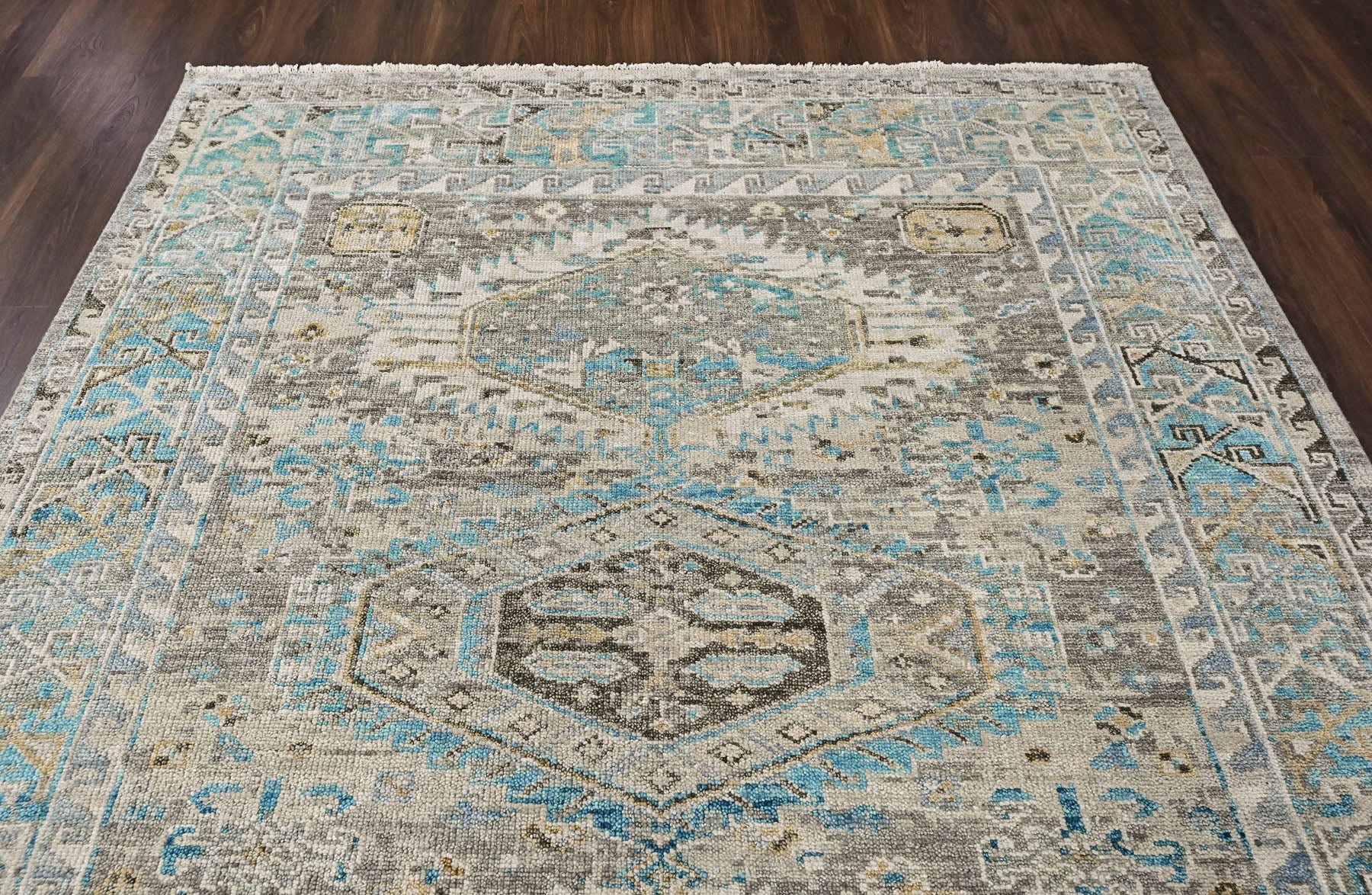 Gray 8x10'2'' Oushak Southwestern Hand Knotted Wool Oriental Area Rug
