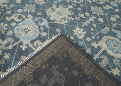 10x14 Blue, Beige, Moss Color Hand Knotted Oushak Wool Arts and Crafts Oriental Rug