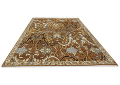 Mocha Ivory 9x12 Oushak Arts & Crafts Hand Knotted Wool Oriental Area Rug