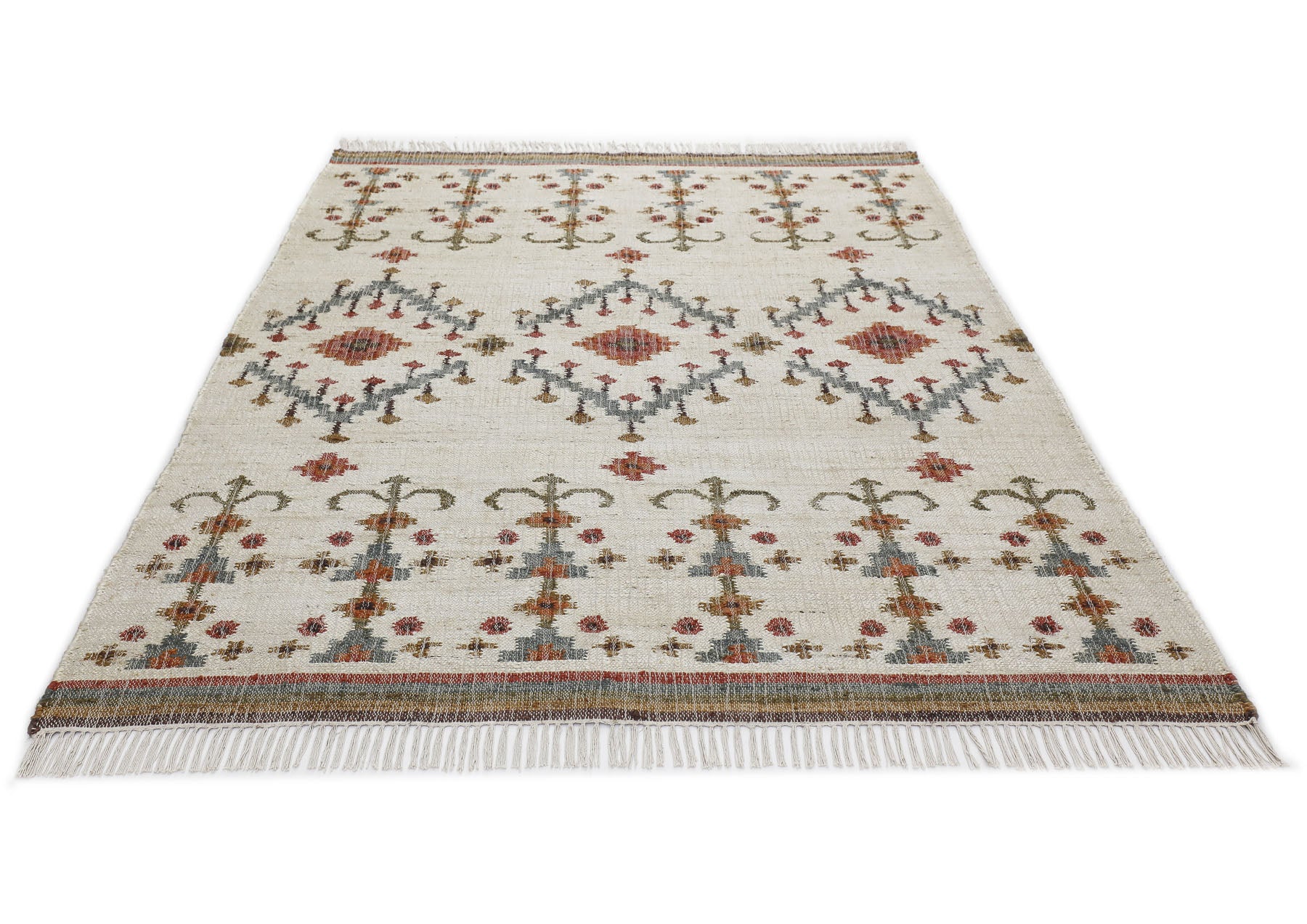 Multi Size Beige Rust Brown Color Hand Woven Kilim Jute Southwestern Oriental Rug