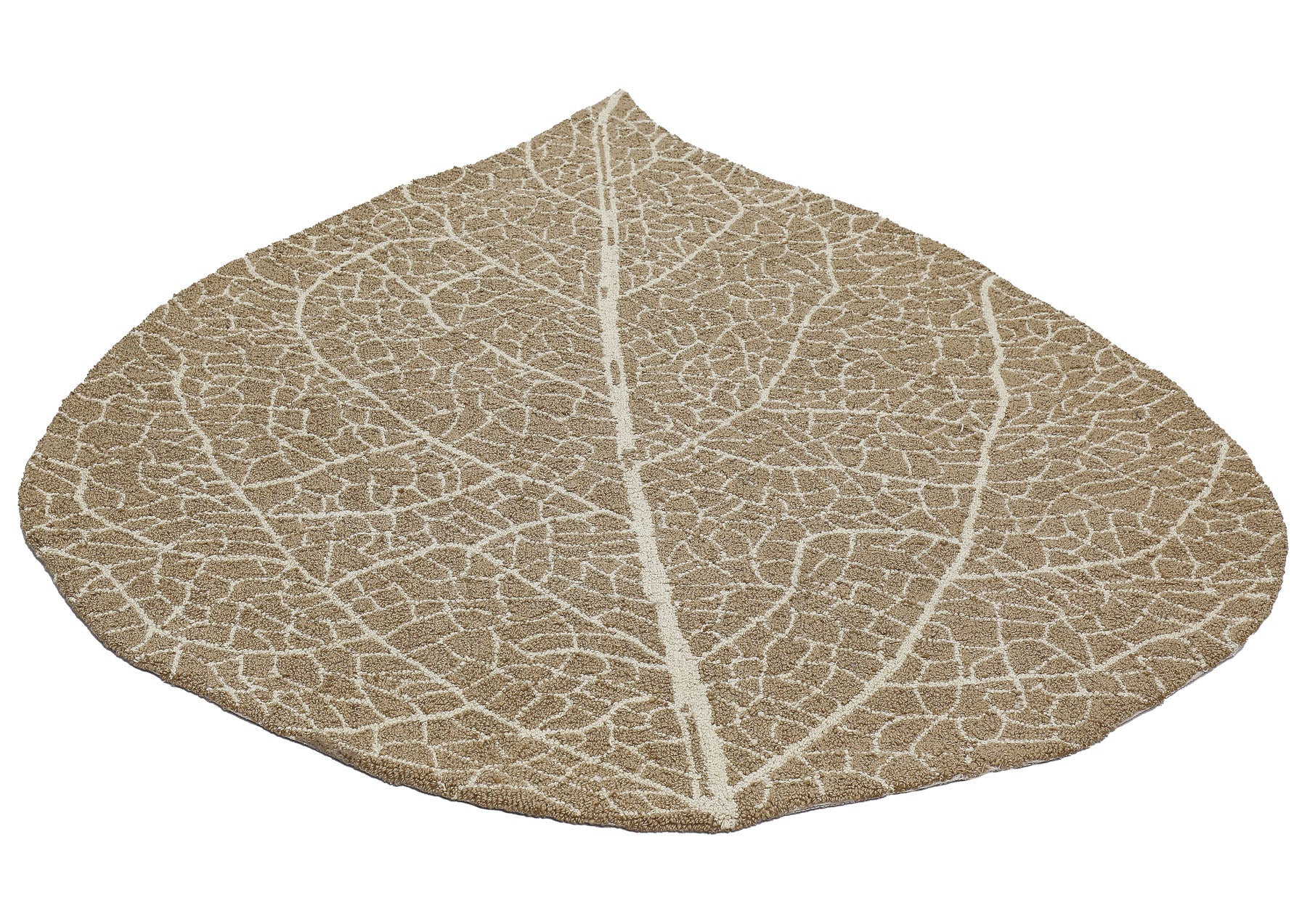 5x6 Brown, Ivory, Color Hand Hooked Leaf Jute loop Contemporary Oriental Rug