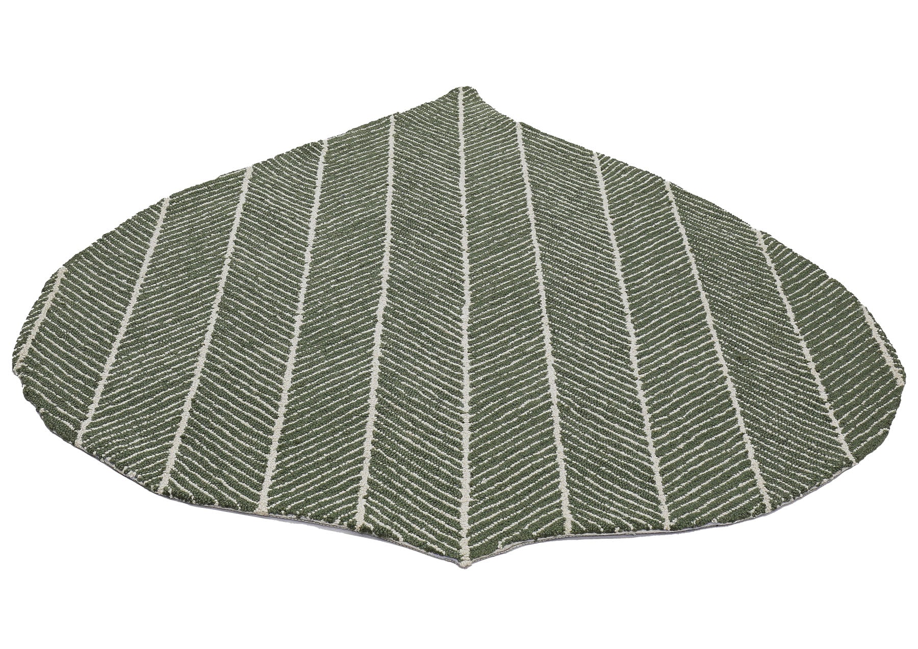 Multi Size Green Beige Color Hand Hooked Leaf Jute loop Contemporary Oriental Rug