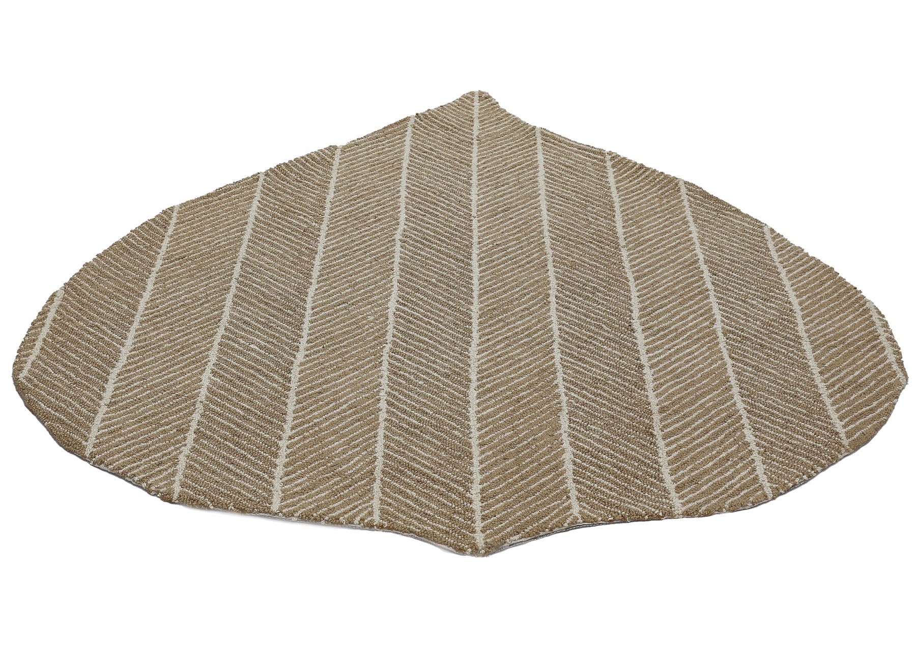 Multi Size Tan Beige Color Hand Hooked Leaf Jute loop Contemporary Oriental Rug