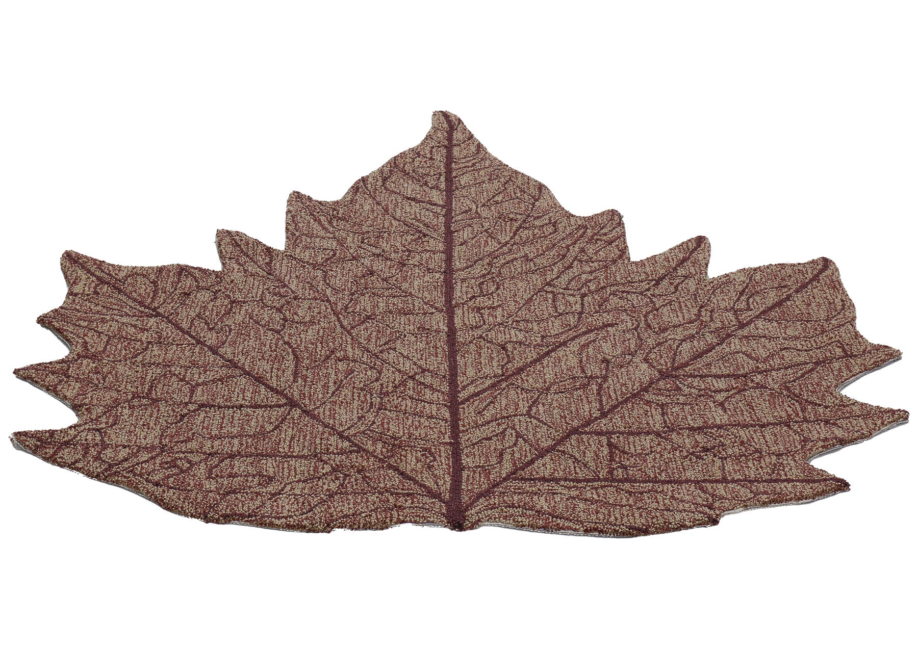 Multi Size Tan Rust Maroon Color Hand Hooked Leaf Jute loop Contemporary Oriental Rug