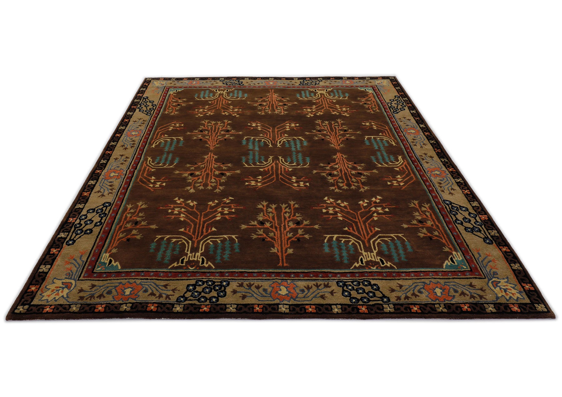 Multi Size Chocolate Pistachio Black Color Hand Tufted  Wool  Oriental Rug