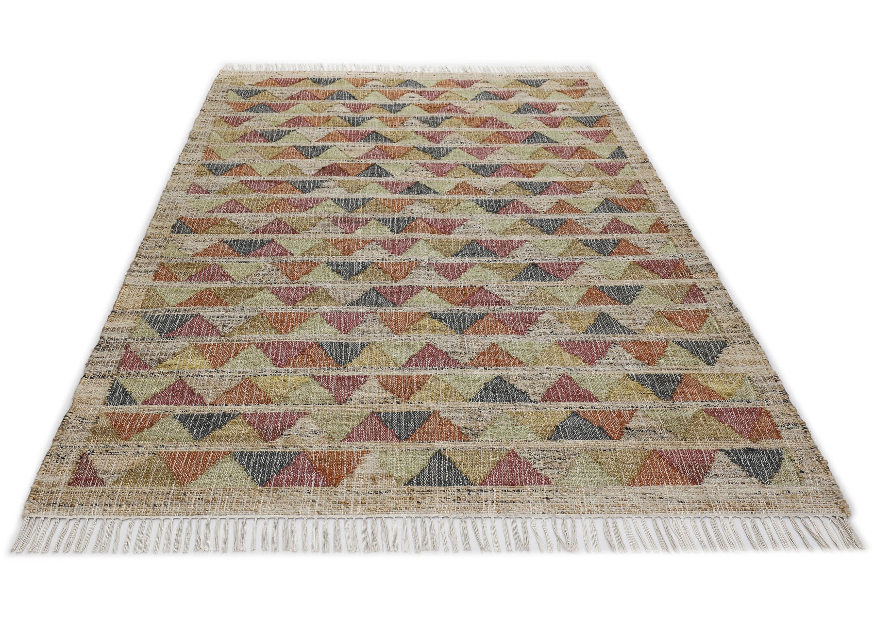 Multi Size Beige coral Gold Color Hand Woven Kilim Jute Southwestern Oriental Rug