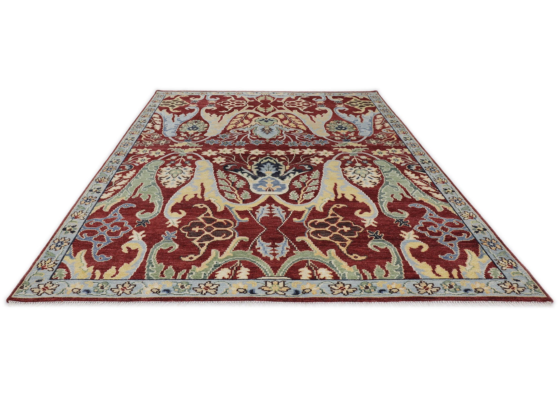Wine Mint 9x12 Oushak Arts & Crafts Hand Knotted Wool Oriental Area Rug