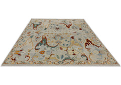 Mint Gray Multi Size Oushak Arts & Crafts Hand Knotted Wool Oriental Area Rug