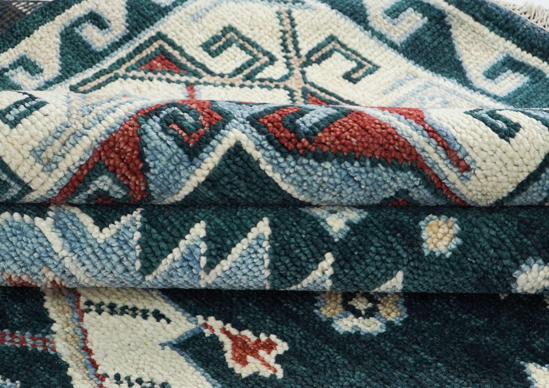 10x14 Dark Blue, Beige, Ivory Color Hand Knotted Oushak Wool Southwestern Oriental Rug