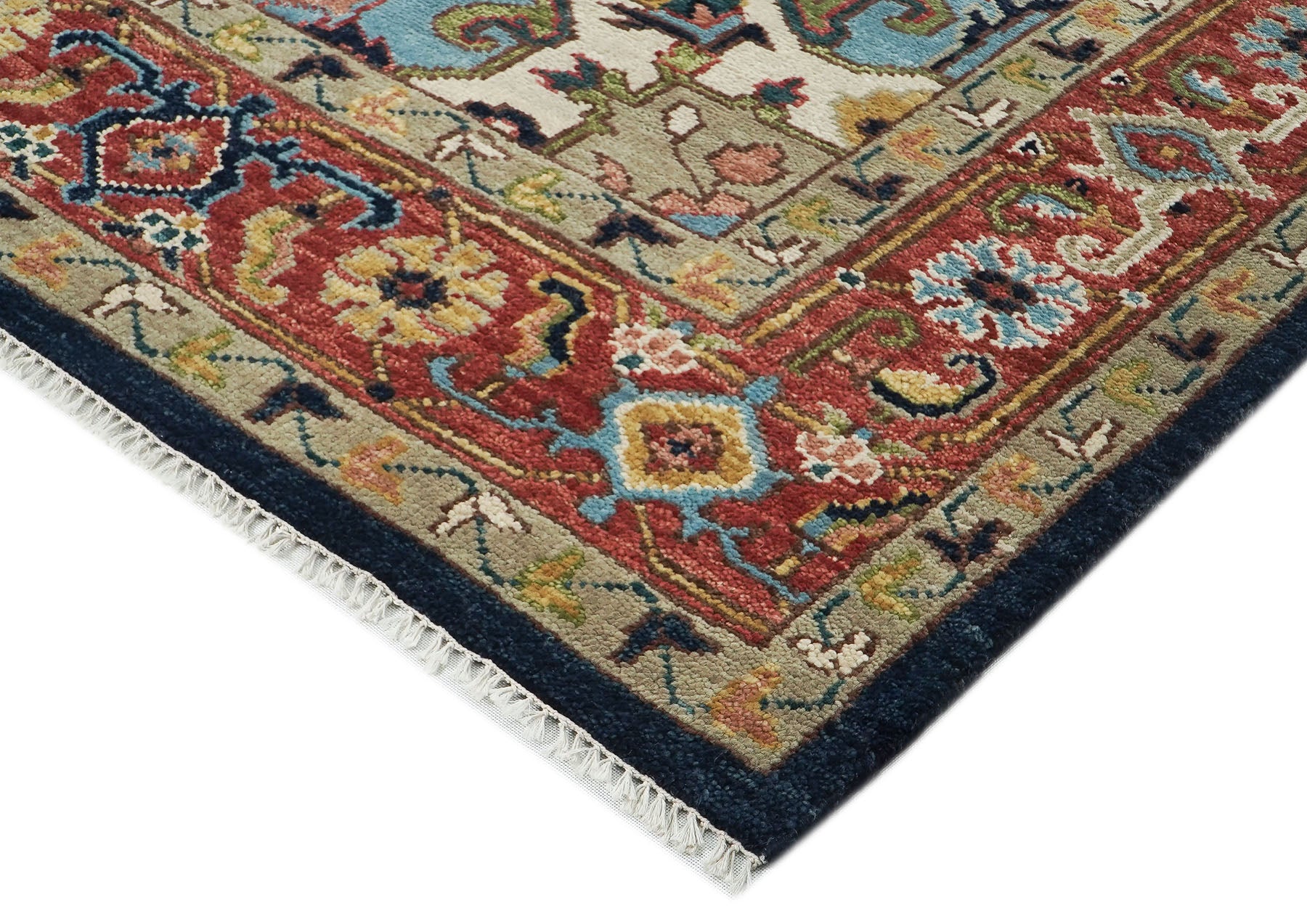 10x14 Navy, Rust, Lime Color Hand Knotted Oushak Wool  Oriental Rug