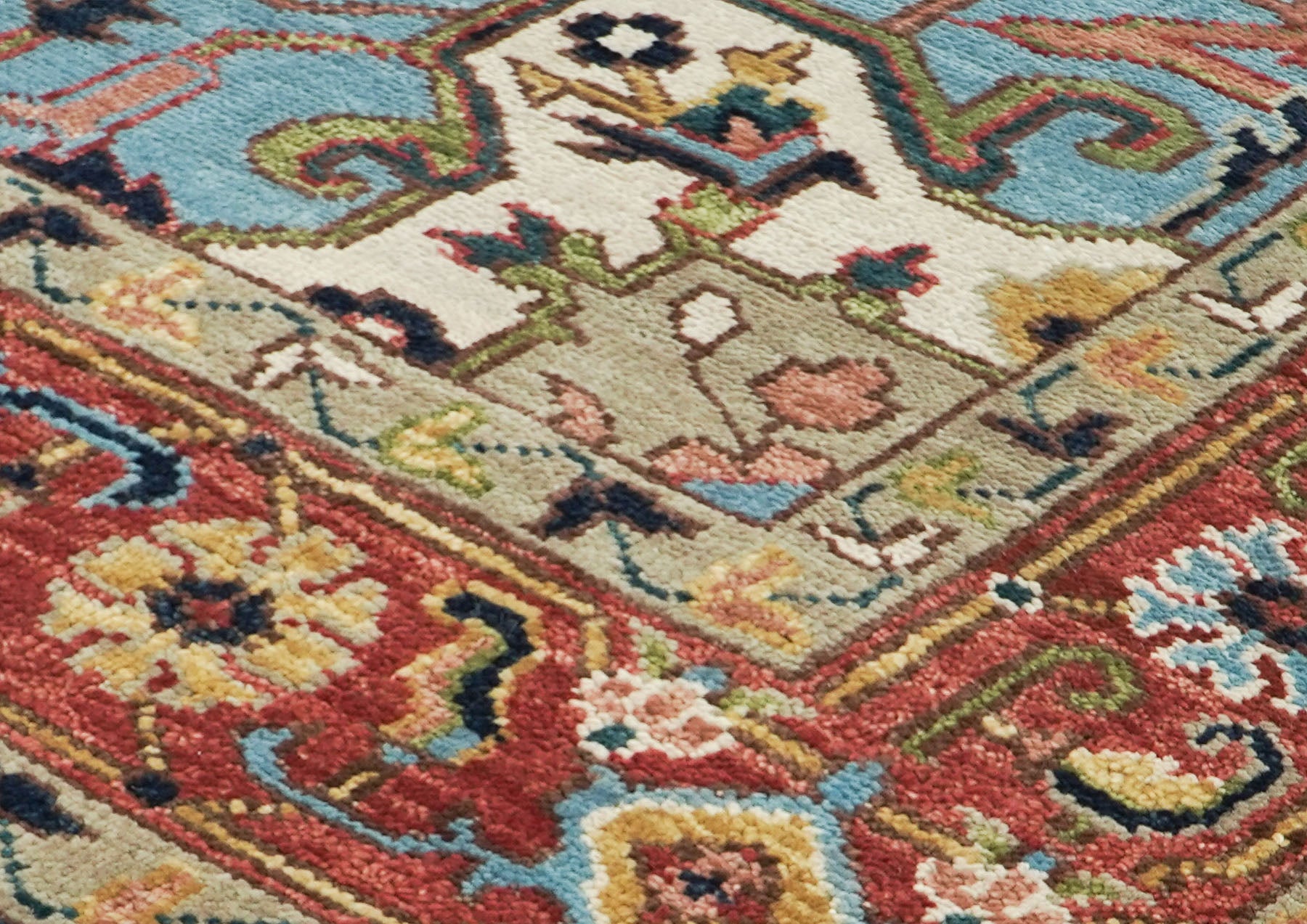 10x14 Navy, Rust, Lime Color Hand Knotted Oushak Wool  Oriental Rug