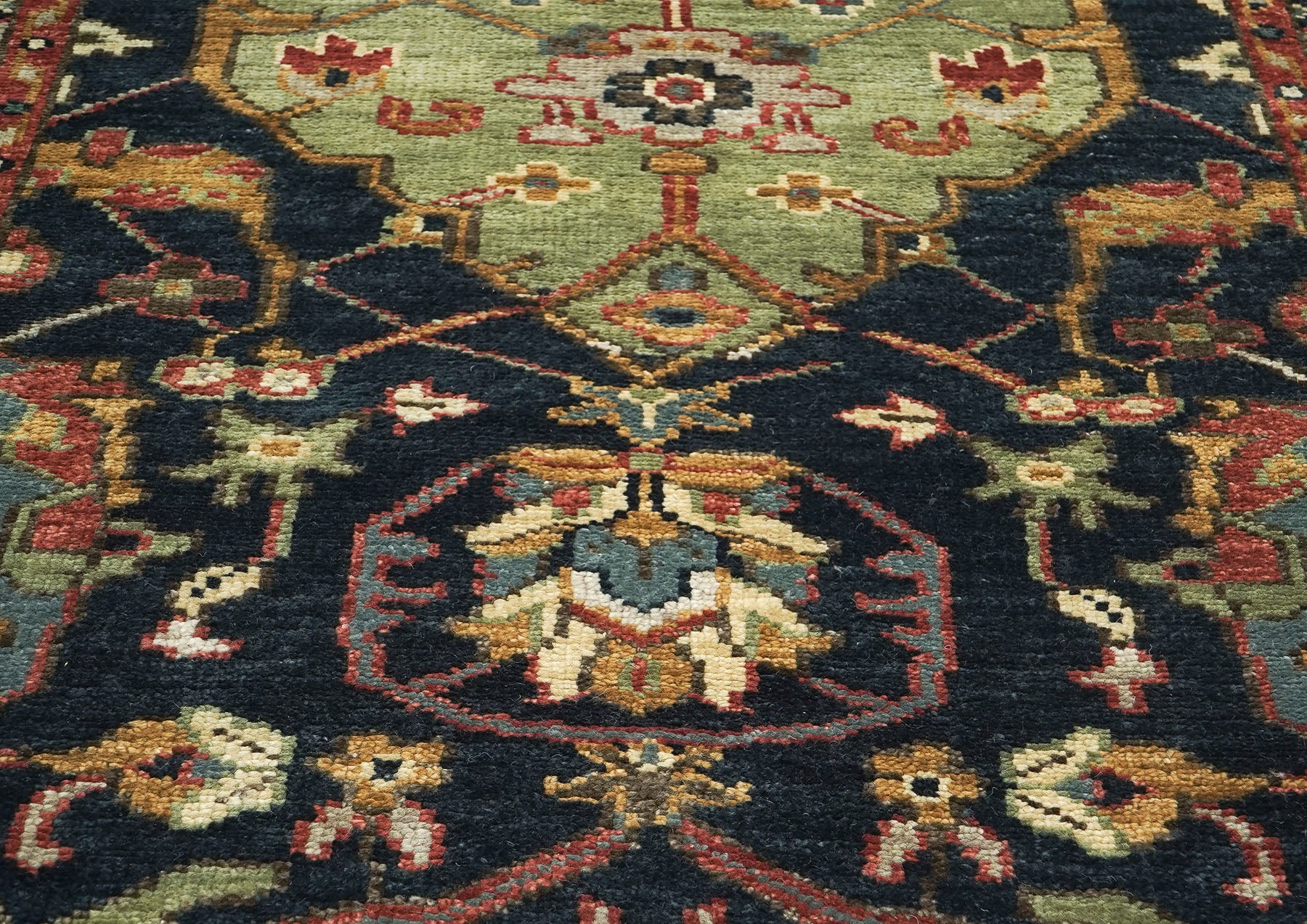 5x8 Blue, Lime, Beige Color Hand Knotted Oushak Wool Arts & Crafts Oriental Rug