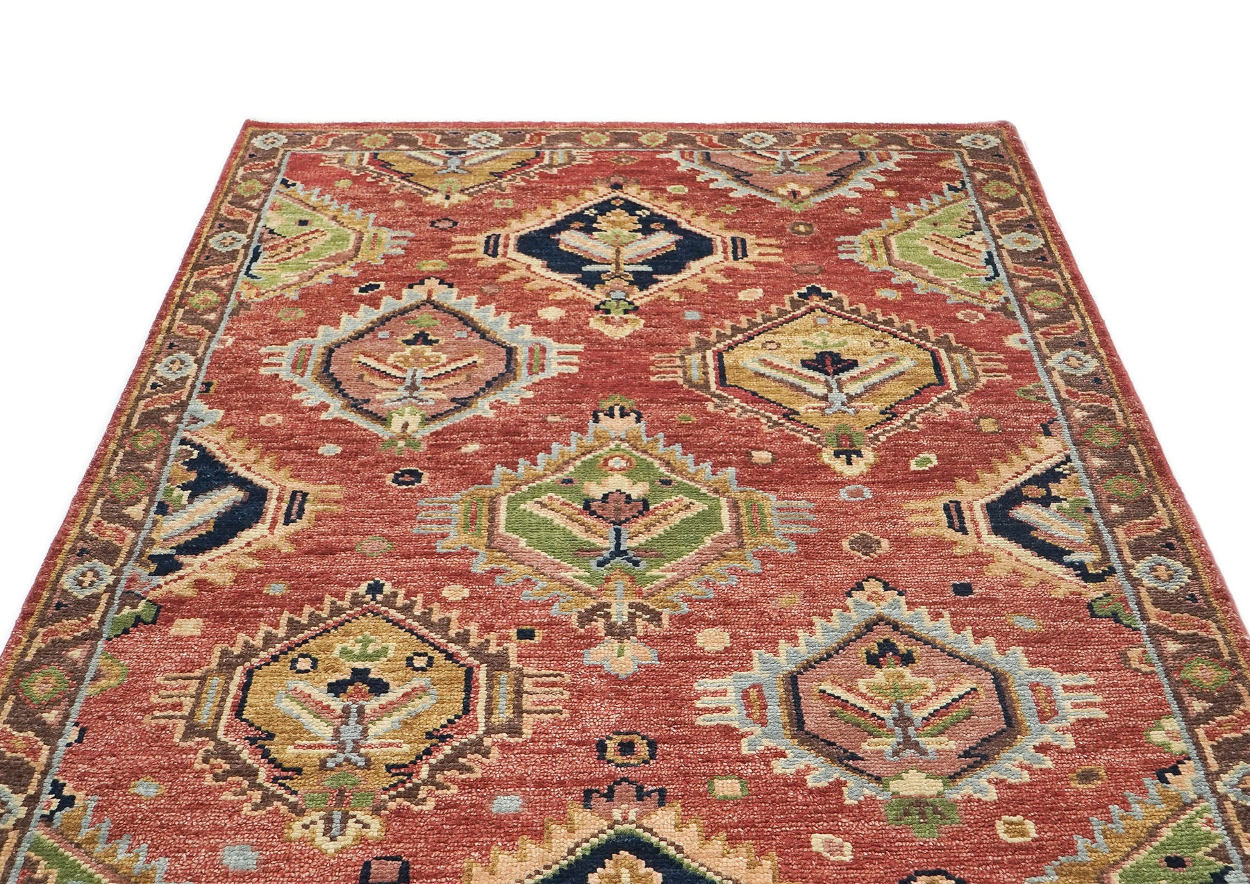 5x8 Rose, Gold, Lime Color Hand Knotted Oushak Wool Arts & Crafts Oriental Rug