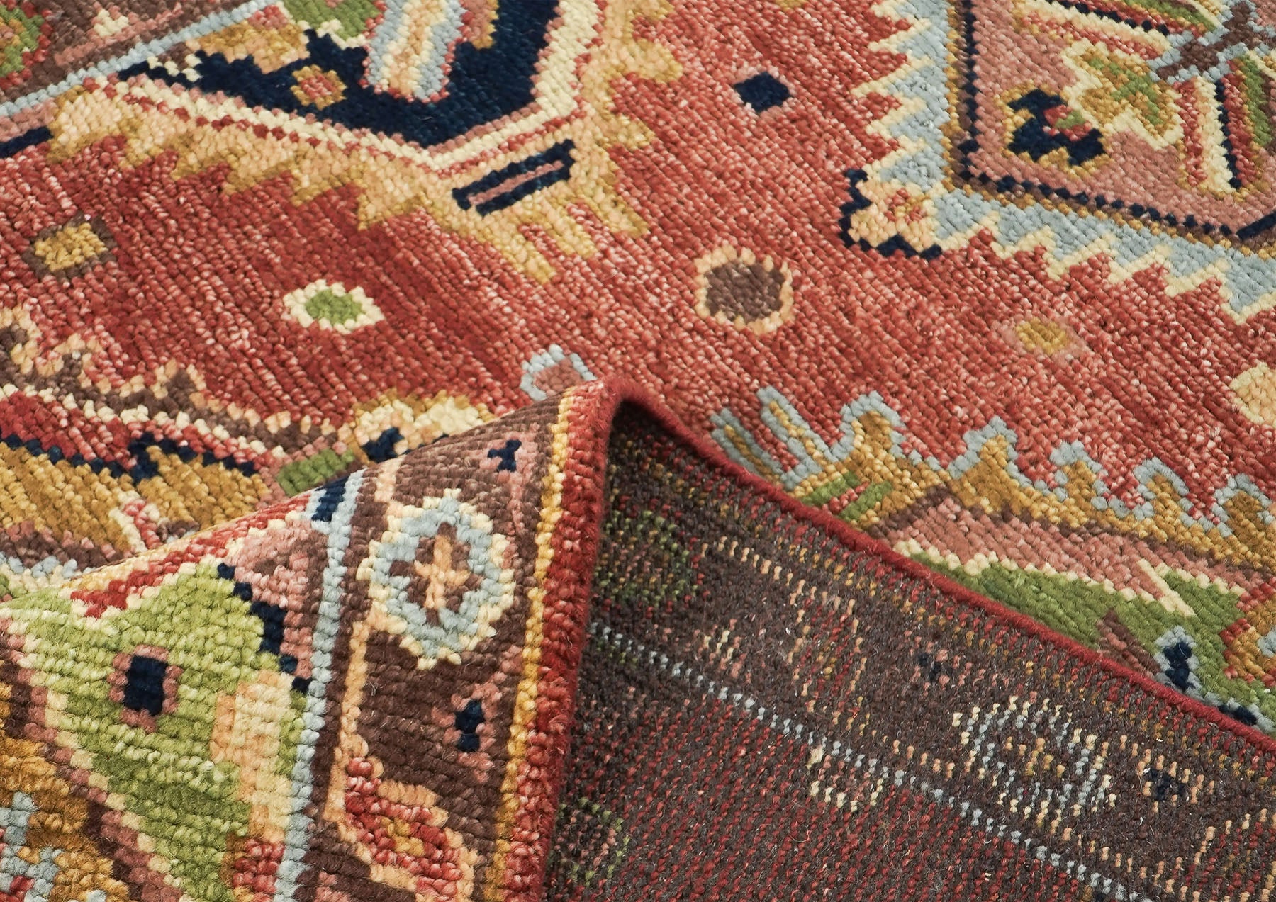 5x8 Rose, Gold, Lime Color Hand Knotted Oushak Wool Arts & Crafts Oriental Rug