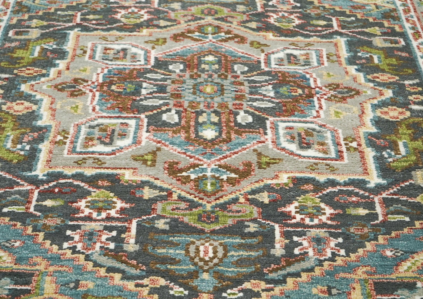 5x8 Gray, Aqua, Slate Color Hand Knotted Oushak Wool Traditional Oriental Rug