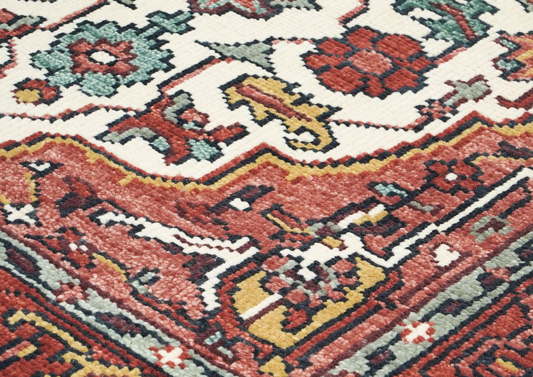 5x8 Rust, Ivory, Blush Color Hand Knotted Oushak Wool Traditional Oriental Rug