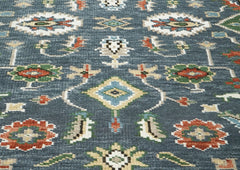 5x8 Slate, Ivory, Burnt Orange Go Color Hand Knotted Oushak Wool Arts & Crafts Oriental Rug