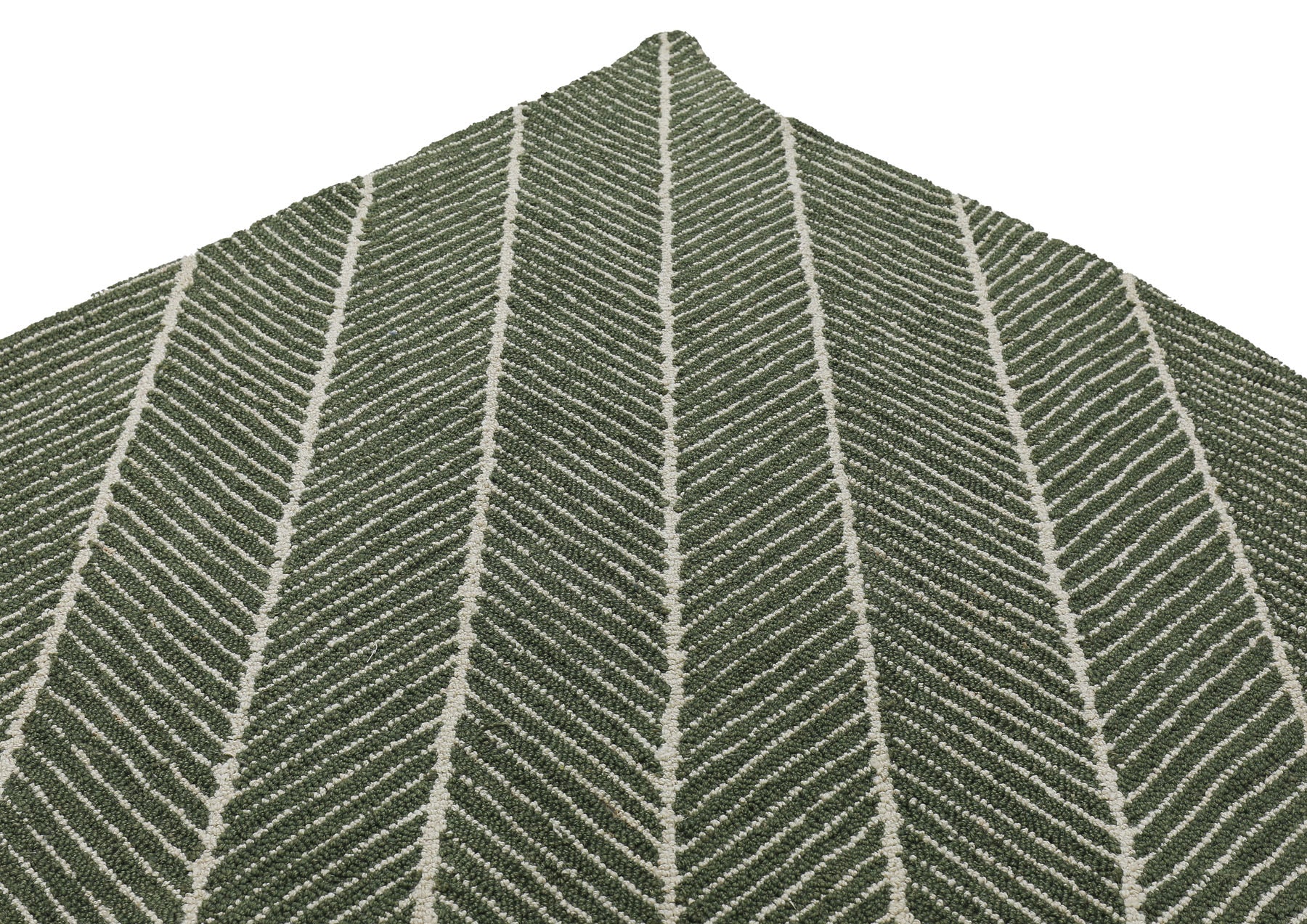 Multi Size Green Beige Color Hand Hooked Leaf Jute loop Contemporary Oriental Rug