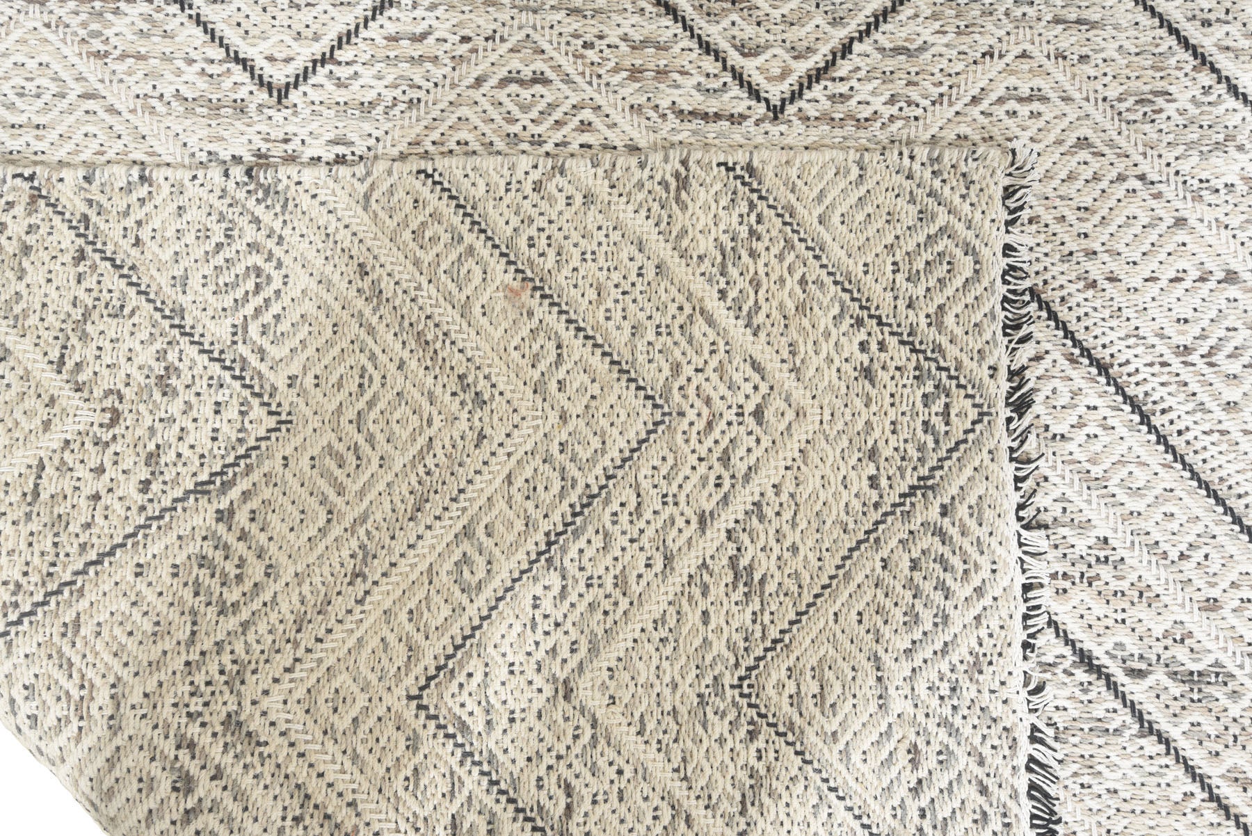 Multi Size Ivory Black Beige Color Hand Woven  Wool Modern & Contemporary Oriental Rug