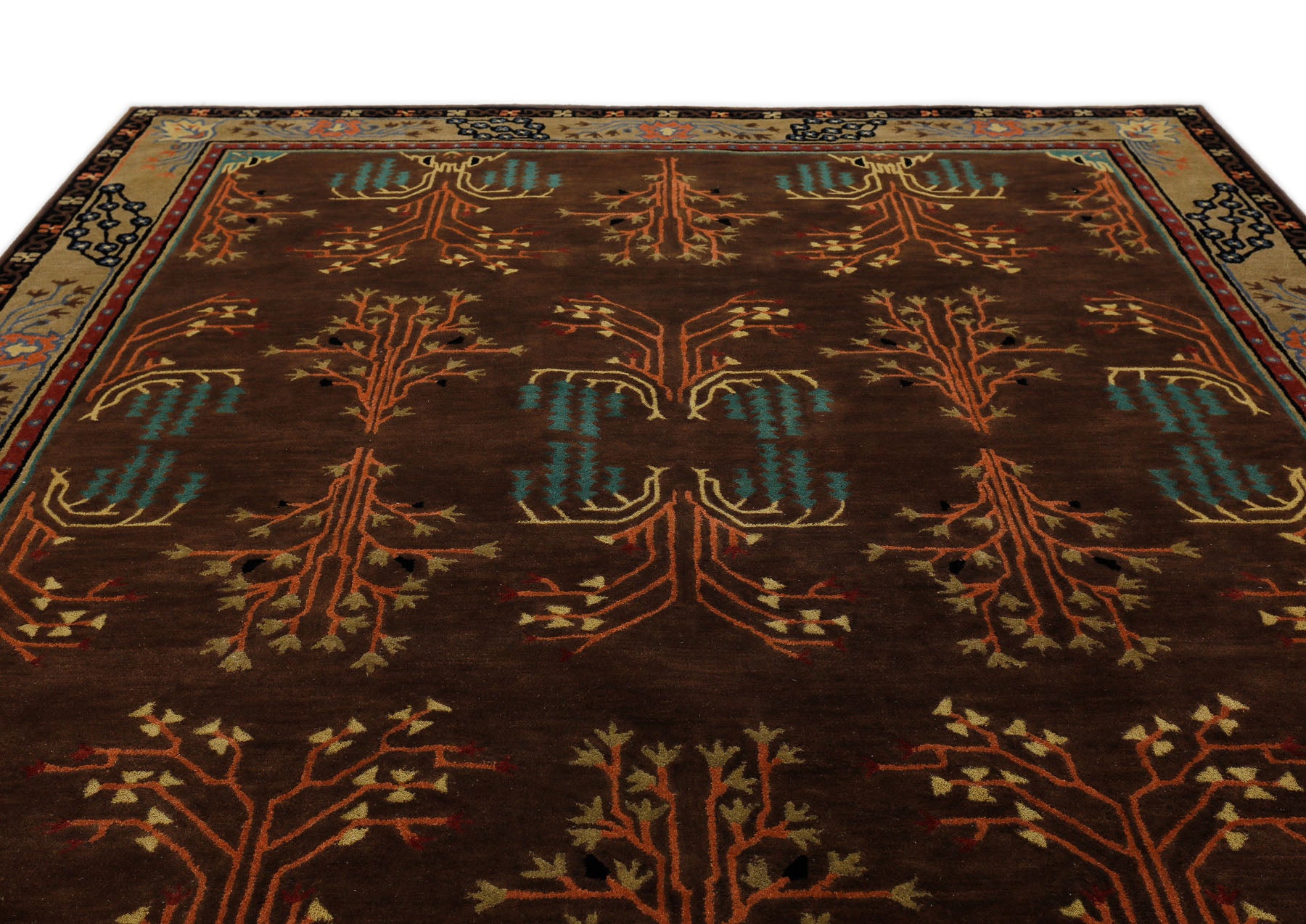 Multi Size Chocolate Pistachio Black Color Hand Tufted  Wool  Oriental Rug